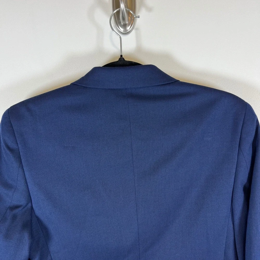 B by Brooks Brothers Boys Navy Blue Textured Two Button Blazer Jacket Size 16R